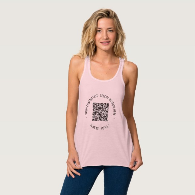 QR Code Scan Info and Custom Text Tank Top (Front Full)