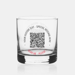 QR Code Scan Info and Custom Text Whiskey Glass