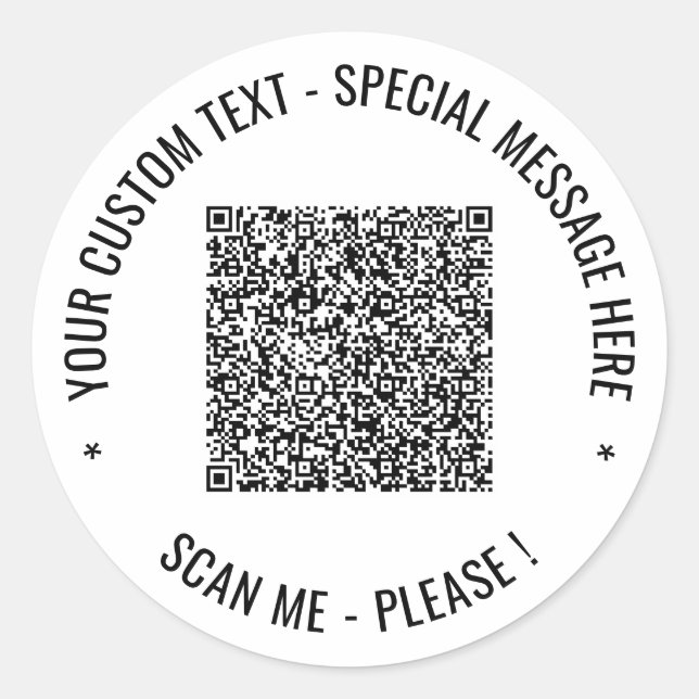 QR Code Scan Info Custom Text and Colors Stickers (Front)