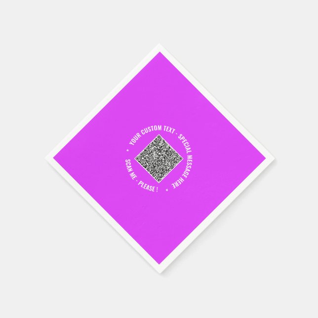 QR Code Scan Info Custom Text and Colours Napkins (Corner)