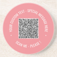 QR Code Scan Info Custom Text Colours Coaster