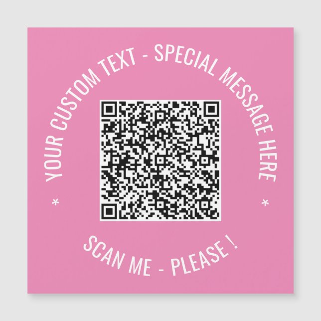 QR Code Scan Info Custom Text Colours Magnetic Car (Front)