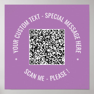 QR Code Scan Info Custom Text Colours Personalise Poster