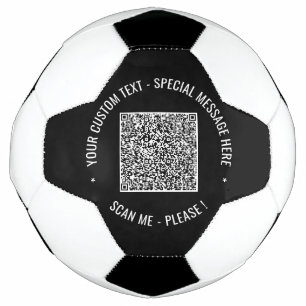 QR Code Scan Info Custom Text Colours Personalise Soccer Ball