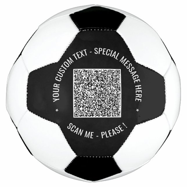  QR Code Scan Info Custom Text Colours Personalise Soccer Ball (Front)