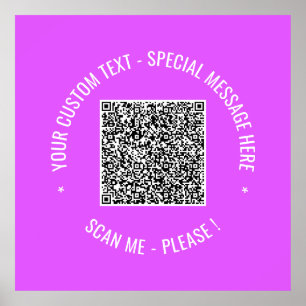 QR Code Scan Info Custom Text Colours Poster Print