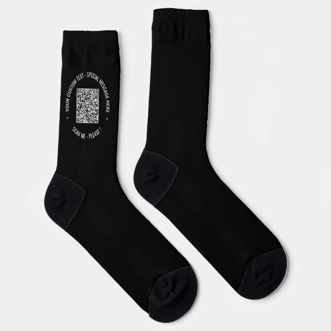 QR Code Scan Info Custom Text Colours Socks gift (Right)