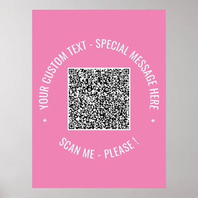 QR Code Scan Info Custom Text Colours Your Poster (Front)