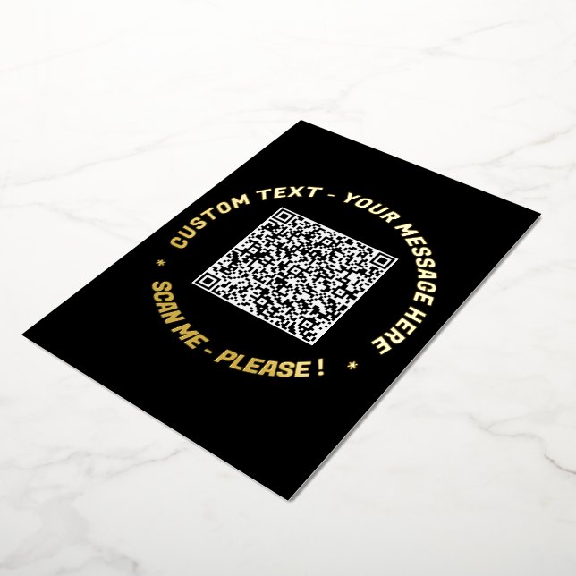 QR Code Scan Info Custom Text Foil Greeting Card (Rotated)