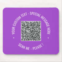 QR Code Scan Info Custom Text Mouse Pad Your Colou