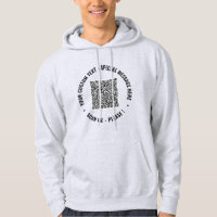 QR Code Scan Info Custom Text Personalised Hoodie