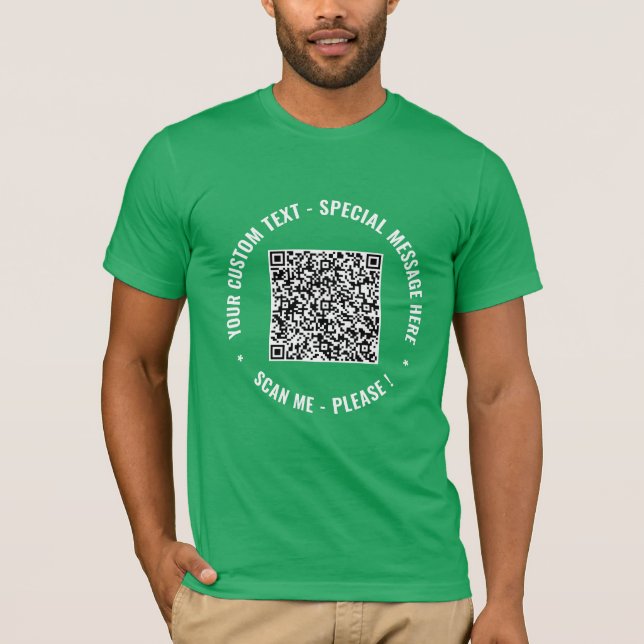 QR Code Scan Info Custom Text Personalised T-Shirt (Front)