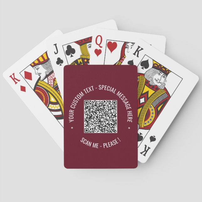 QR Code Scan Info Custom Text Playing Cards Gift (Back)