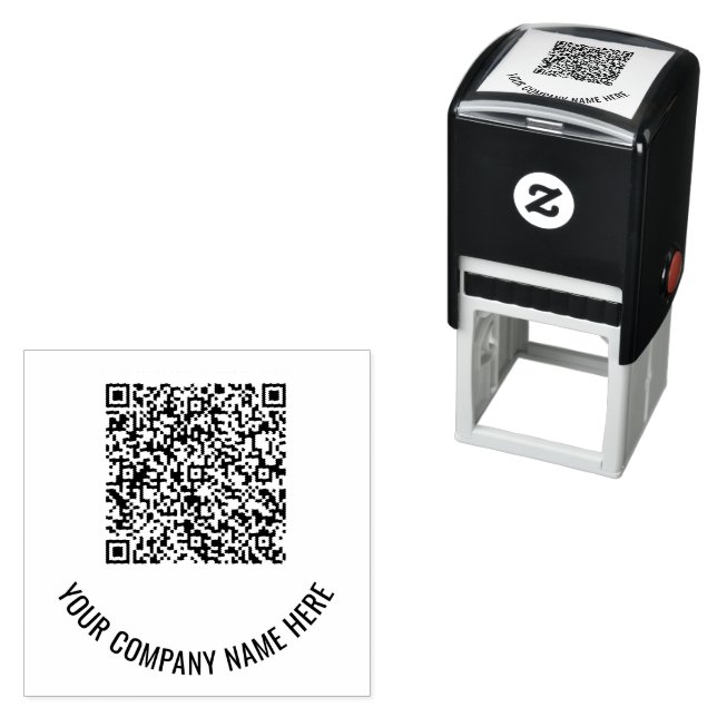 QR Code Scan Info Custom Text Self-inking Stamp (In Situ)