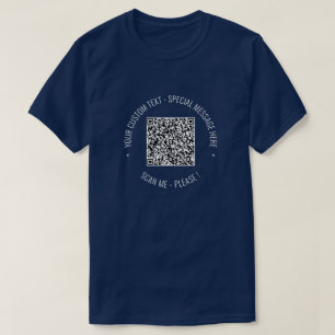 QR Code Scan Info Custom Text T-Shirt Personalised