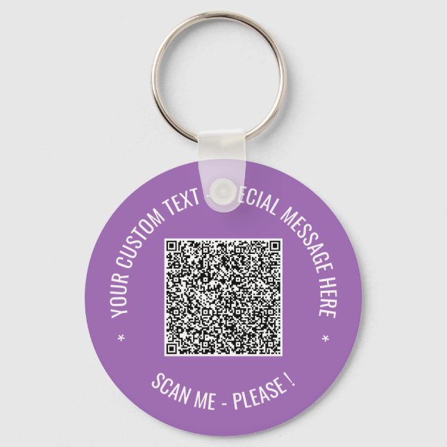 QR Code Scan Info Keychain Custom Text and Colours (Front)
