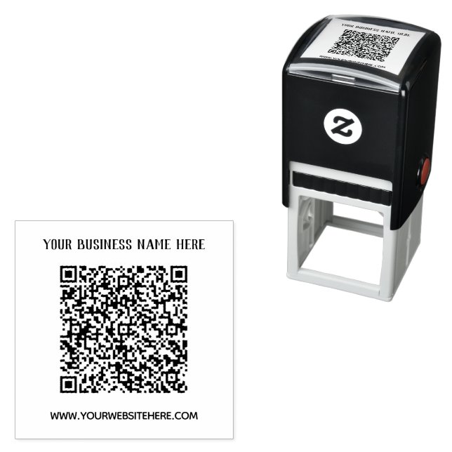 QR Code Scan Info Name Website Self-inking Stamp (In Situ)