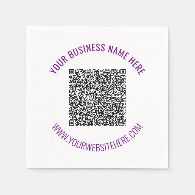 QR Code Scan Info Napkins with Custom Text (Front)