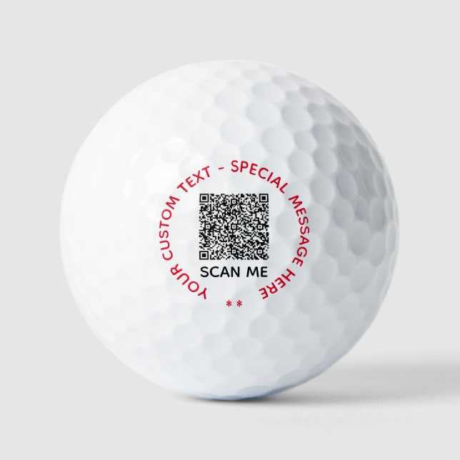 QR Code Scan Info Text and Colour Modern Golf Ball (Front)