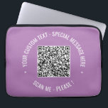 QR Code Scan Info Text and Colours Laptop Sleeve<br><div class="desc">QR Code Scan Info Custom Text Colours Personalised Promotional Business or Personal Modern Gift - Add Your QR Code - Image or Logo - photo / Text - Name or other info / message - Resize and Move or Remove / Add Elements - Image / Text with Customisation Tool. Choose...</div>