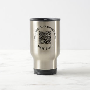 QR Code Scan Info Text and Colours Travel Mug