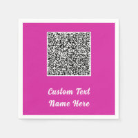 QR Code Scan Info Text Name Wedding Party Napkins