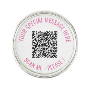 QR Code Scan Info Your Special Text Lapel Pin Gift