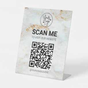 QR Code Scan Me Business Menu Website Services Pedestal Sign