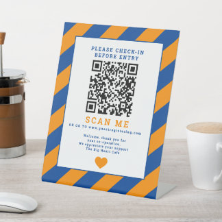 QR Code Scan me Check-in business sign blue orange