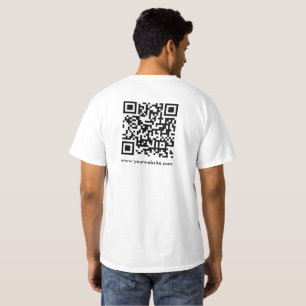 QR Code Scan Me Mens Back Print White Promotional T-Shirt