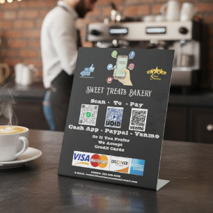 QR Code Scan Me Payment Pedestal Sign