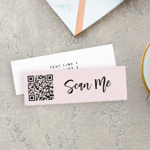 QR code Scan me Professional Small Business Blush Mini Business Card