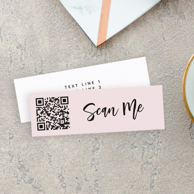QR code Scan me Professional Small Business Blush Mini Business Card (Creator Uploaded)