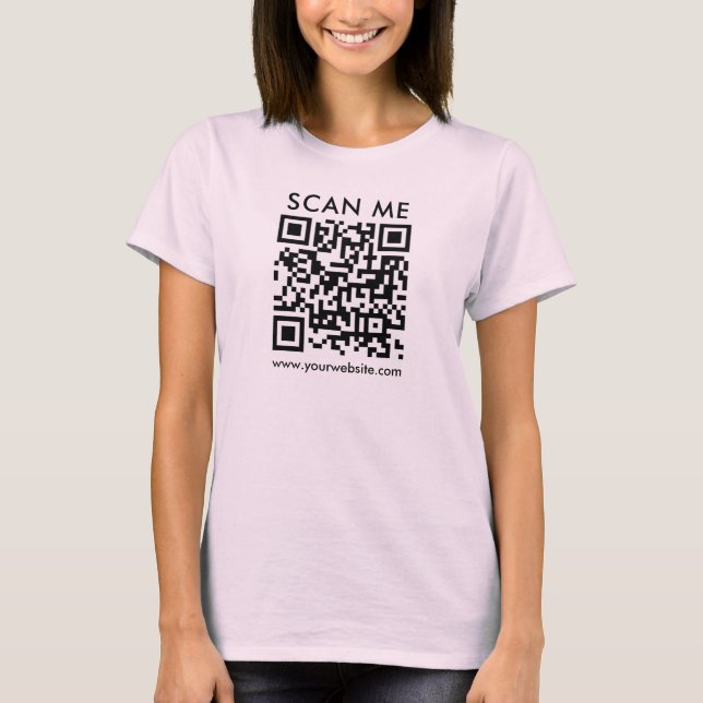 QR Code Scan Me Womens Double Sided Pale Pink T-Shirt (Front)