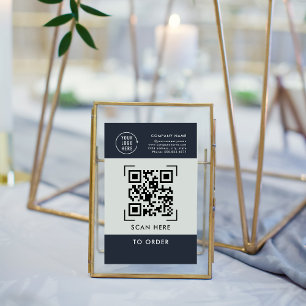 QR Code Scan to Order   Business Logo Contactless Pedestal Sign