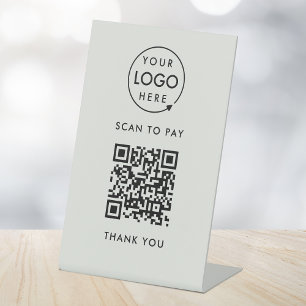 QR Code Scan to Pay Logo Modern Grey Payment Pedestal Sign