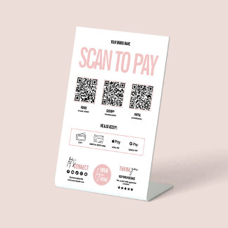 QR Code Scan to Pay Payment Venmo Paypal Pedestal Sign