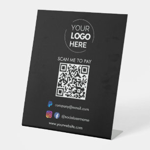 QR Code Scan to Pay   Paypal Payment Black Pedestal Sign