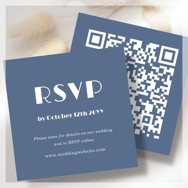 QR Code Scan to RSVP Dusty Blue Enclosure Card (Creator Uploaded)