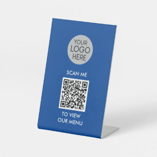 QR Code Scan to View Menu Custom Business Logo Pedestal Sign