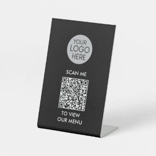 QR Code Scan to View Menu   Custom Business Logo  Pedestal Sign