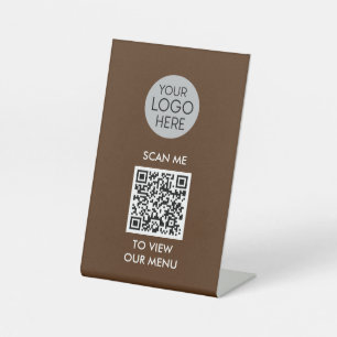 QR Code Scan to View Menu Custom Business Logo Pedestal Sign