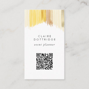 QR Code Scan Website Gold Modern Fringe Business Card
