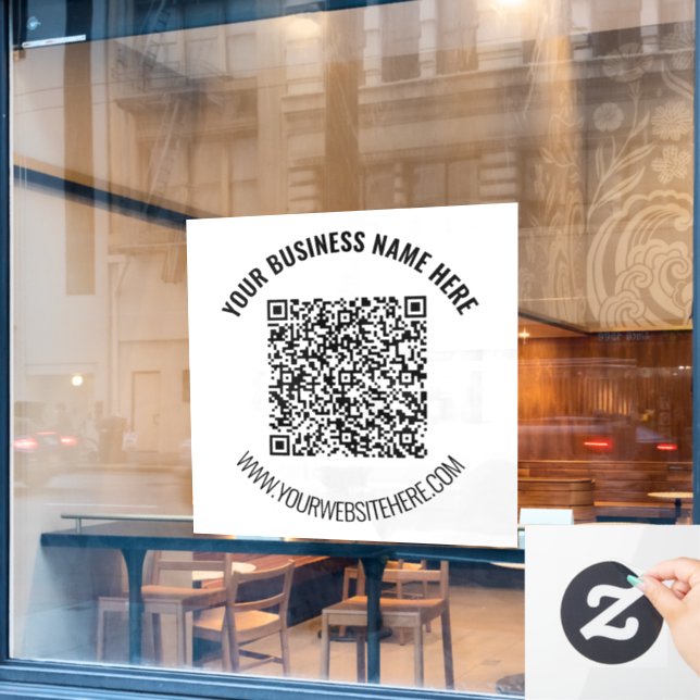 QR Code ScanI Custom Text Business Window Cling (Cafe Window)
