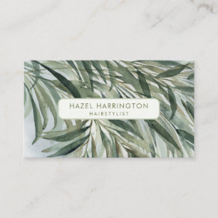 QR Code Scannable Botanical Greenery Watercolor  Business Card