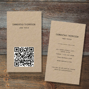 QR Code Scannable Modern Professional Rustic Kraft Business Card