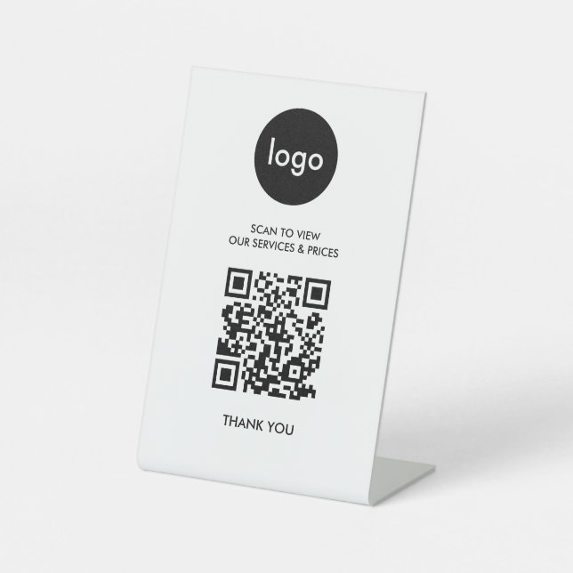 QR Code Scannable Price List Business Logo Pedestal Sign (Front)