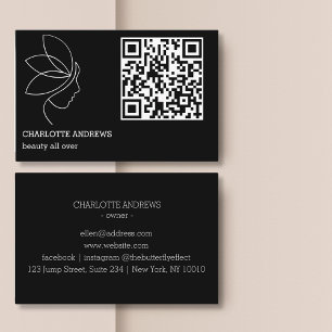 QR-Code, Schönheit, Logo, Linie Art Black Business Card