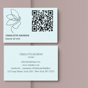 QR-Code, Schönheit, Logo, Linie Art Blue Business Card