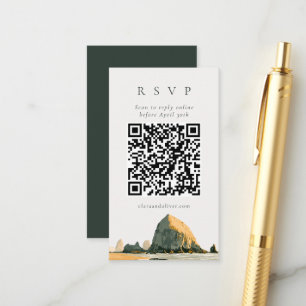 QR Code Sea Stacks Oregon Coast Beach Wedding Enclosure Card
